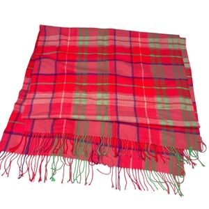 Soft Red and Green Plaid Scarf